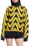 Chevron Knit Half Zip Pullover Sweater